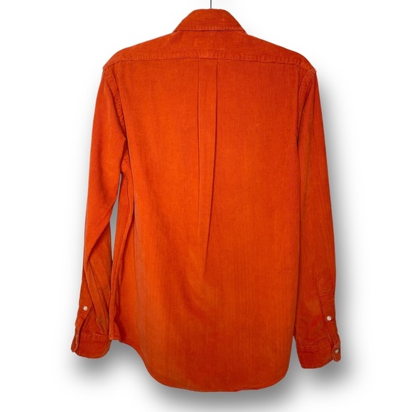 Vintage Ralph Lauren Mens Size M Orange Corduroy Long Custom Fit Button Down - Picture 2 of 11